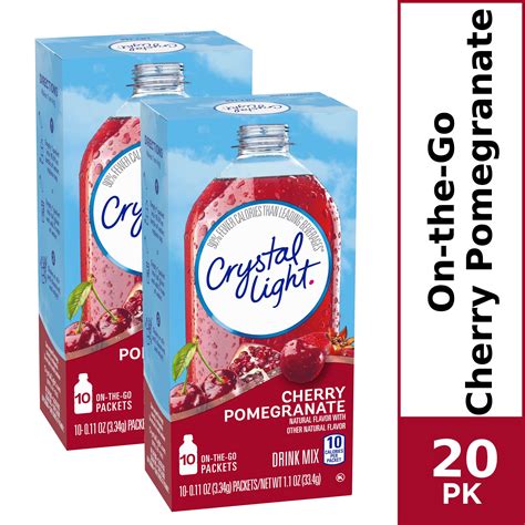 20 Packets Crystal Light Cherry Pomegranate Sugar Free On The Go