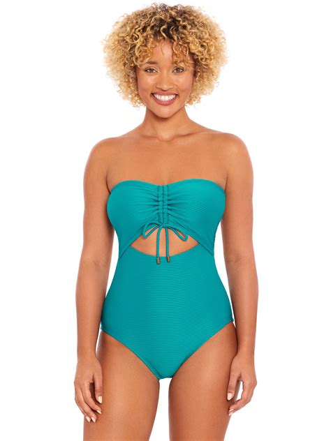 Time And Tru Women S And Women’s Plus Size Ribbed Cutout One Piece Swimsuit
