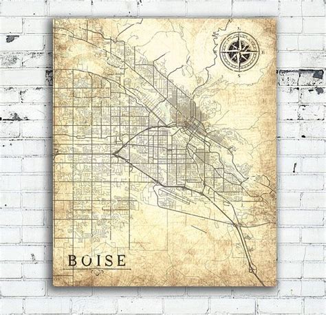 Boise Id Canvas Print Idaho Vintage Map Boise Id City Map