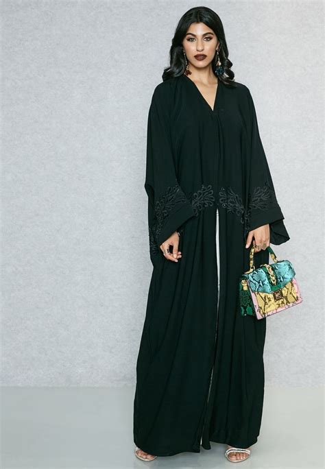 Buy Hayas Closet Black Embroidered Stone Detail Bisht For Women In
