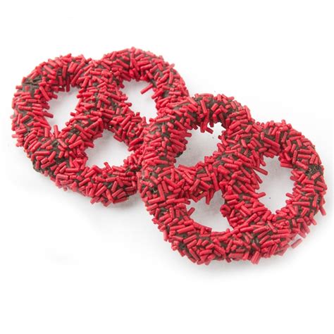 Belgian Chocolate Covered Pretzels With Red Sprinkles 10ct Box