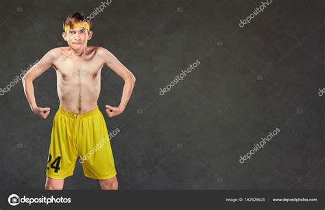 Funny Thin Naked Man In Sportswear Stock Photo By Lacheev 162525624