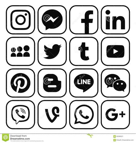 Collection Of Popular Black Social Media Icons Editorial Photo