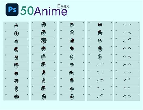 50 Anime Eyes Stamps For Photoshop Cartoon Eyes Manga Etsy