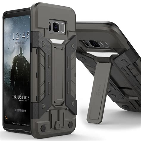 Gray Tough Hybrid Hard Card Holder Phone Cover Case For Samsung Galaxy