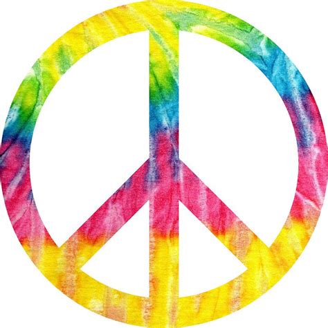 A Tie Dye Peace Sign Is Shown In The Middle Of A White Background With