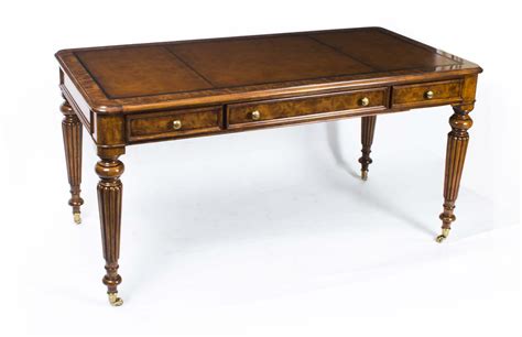 Elegant Gillows Style Burr Walnut Writing Table Desk