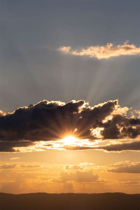 Free Download Sun Rays Clouds Golden Sky Sunrise Sunset Orange