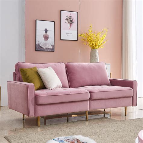 Fabric Sofas For Small Spaces Mid Century Modern Velvet Loveseat Sofa