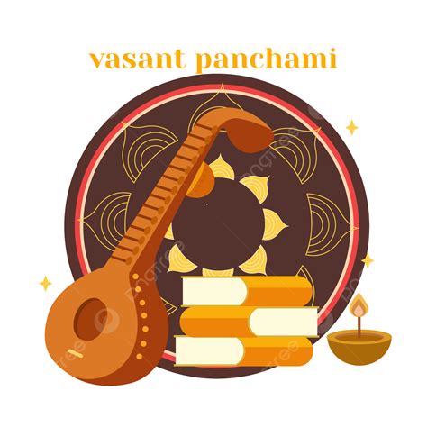 Gambar Ilustrasi Pola Vintage Coklat Liburan Tradisional Panchami India