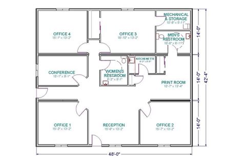 An Office Floor Plan With Three Separate Rooms