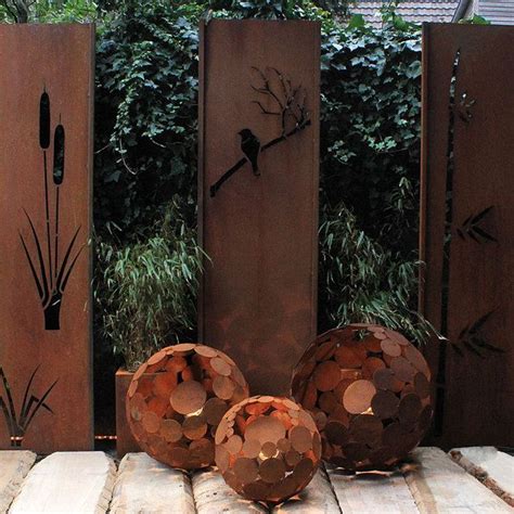 Gartenstecker rost beetstecker garten glaskugel gl. Kugel Leuchte rost d=40cm outdoor Gartenleuchte | Garten