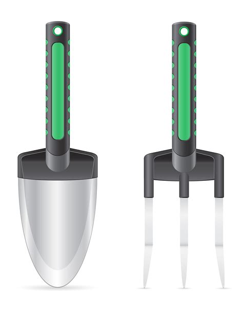 Its widely spaced tines let. garden tool small shovel and rake vector illustration ...