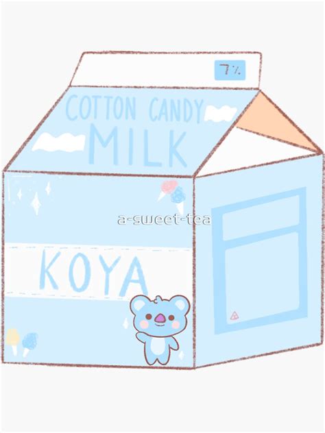 Bt21 Koya Cotton Candy Milk Carton Cute Baby Koya Sticker By A Sweet