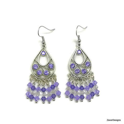 Purple Chandelier Earrings Violet Earrings Purple Earrings Etsy