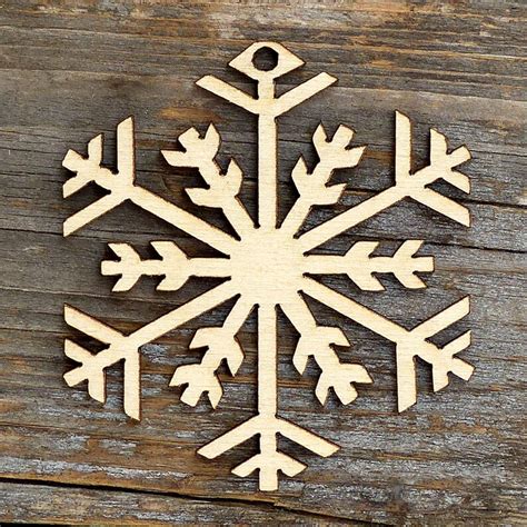10x Wooden Plain Snowflake B Craft Shape 3mm Ply Christmas Etsy Uk