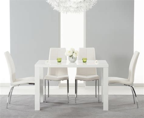 White kitchen & dining room chairs : Atlanta 120cm White High Gloss Dining Table with Charcoal Grey Cavello Chairs | The Great ...
