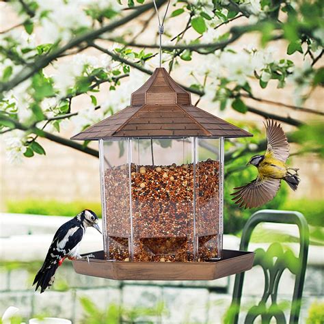 Hanging Wild Bird Feeder With Roof And Hanger Outdoor Feeding Tool For