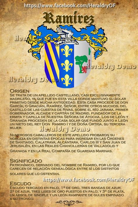 DEMO Heraldic Shield Lastname Ramirez Escudo Heraldico Apellido