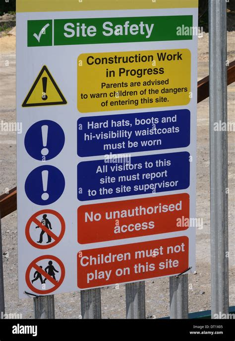 Health And Safety Warning Sign At Construction Site United Kingdom