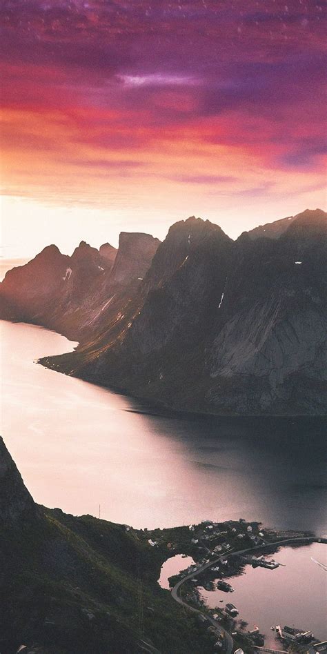 Download 1080x2160 Wallpaper Beautiful Mountains Sunset Scenery