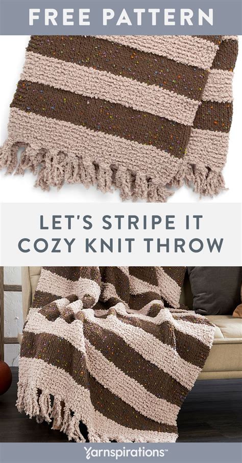 Free Let S Stripe It Cozy Knit Throw Pattern Using Bernat Blanket