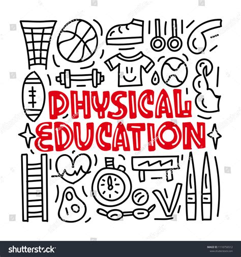 Physical Education Subject Conceptlettering Card Vector Stock Vector