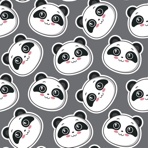 Premium Vector Vector Seamless Pattern With Cute Panda Faces Endless