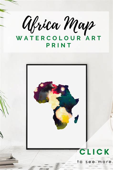 Map Of Africa Continent Map Watercolour Wall Art Print Home Etsy Uk