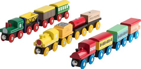Play22 Wooden Train Set 12 Pcs Train Toys Magnetic Set Includes 3