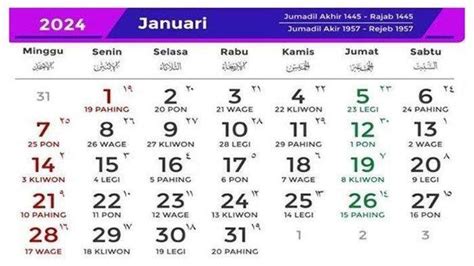 Tag Kalender Jawa Bulan Januari 2024 Kalender Islam Bulan Rajab 2024
