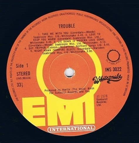 Whitesnake Trouble Vinyl Lp Planet Earth Records