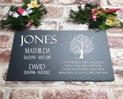 Personalised Memorial Slate Plaque Grave Marker for Couple | Etsy