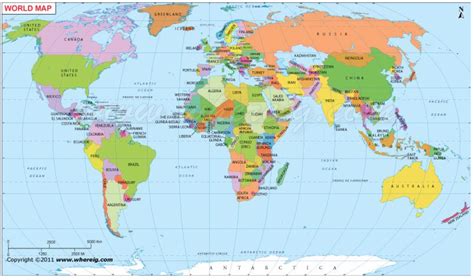 Colored World Map Printable