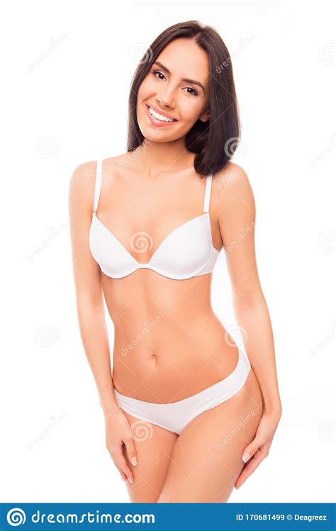 Beautiful Girl Demonstrate Her White Lingerie Stock Image Image Of