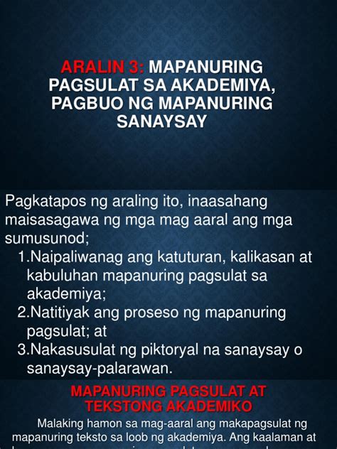 Pagbuo Ng Mapanuring Sanaysay Pdf Sanaysayang