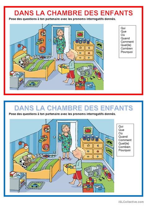 Travail à Deux La Chambre De Français Fle Fiches Pedagogiques Pdf And Doc