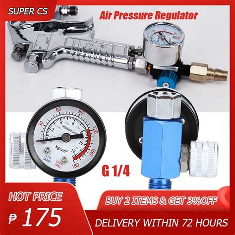 Air Pressure Regulator Gauge Aluminium Alloy Adjustable Spray Gun Air