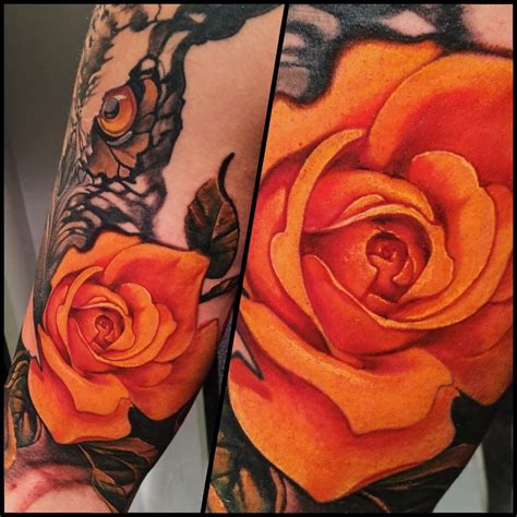 Red and white roses together: Orange Rose | Rose Tattoo Joshua Tenneson https://www ...