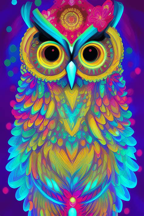 Owl Fractal Digital Painting · Creative Fabrica