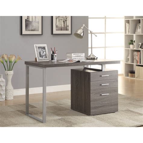 Modish Office Desk With File Drawer Gray
