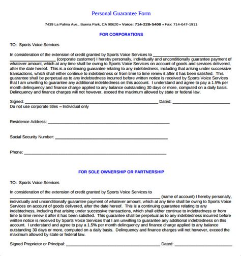 FREE 9+ Sample Personal Guarantee Forms in PDF