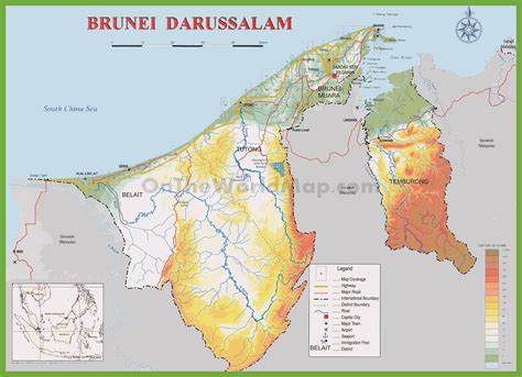 Brunei Physical Map Physical Map Map Tourist Map Images And Photos Finder