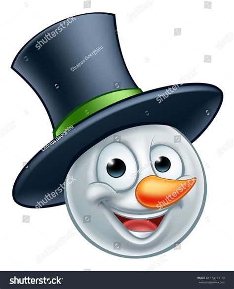 Snowman Christmas Emoticon Emoji Wearing Top Stock Vector 474333313