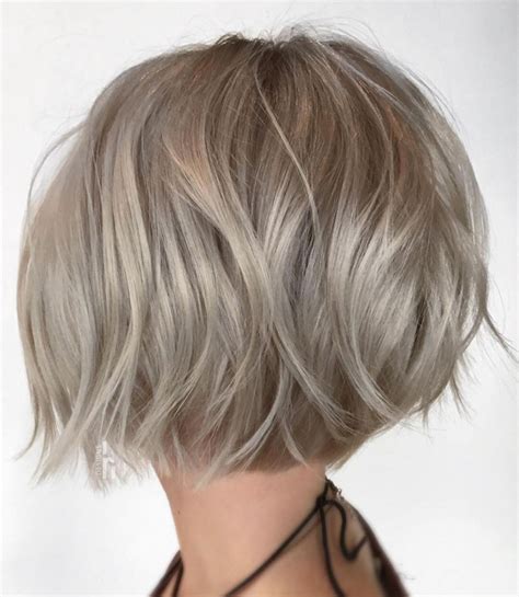 Choppy Rounded Ash Blonde Bob Ash Blonde Short Hair Blonde Bobs Short Hair Cuts Blonde