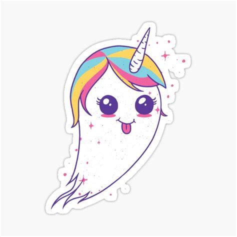 Cute Unicorn Ghost Sticker For Sale By Beautyart1 Redbubble