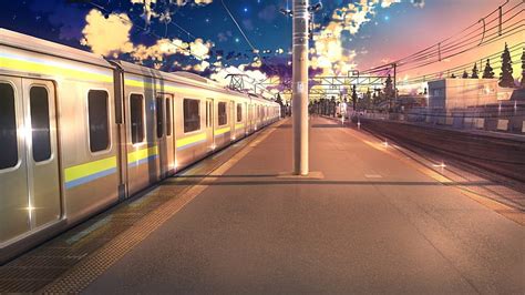 Hd Wallpaper Anime Original Train Train Station Wallpaper Flare