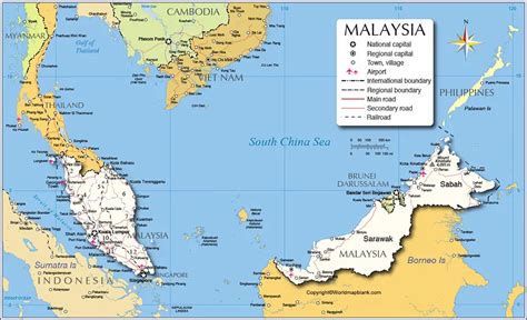 Labeled Map Of Malaysia World Map Blank And Printable