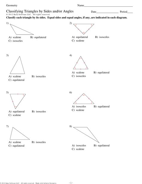 Classifying Triangles By Sides Andor Angles