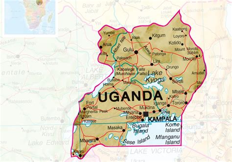 Where uganda is on the world map. Online Maps: Physical Map of Uganda